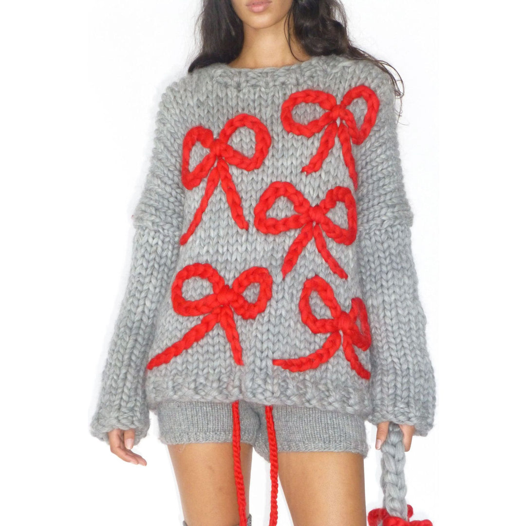 Chunky knit sweater for women with a playful knot design Lune London