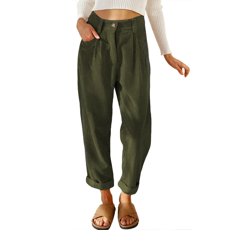 High-waisted corduroy pants for women with a relaxed fit Lune London