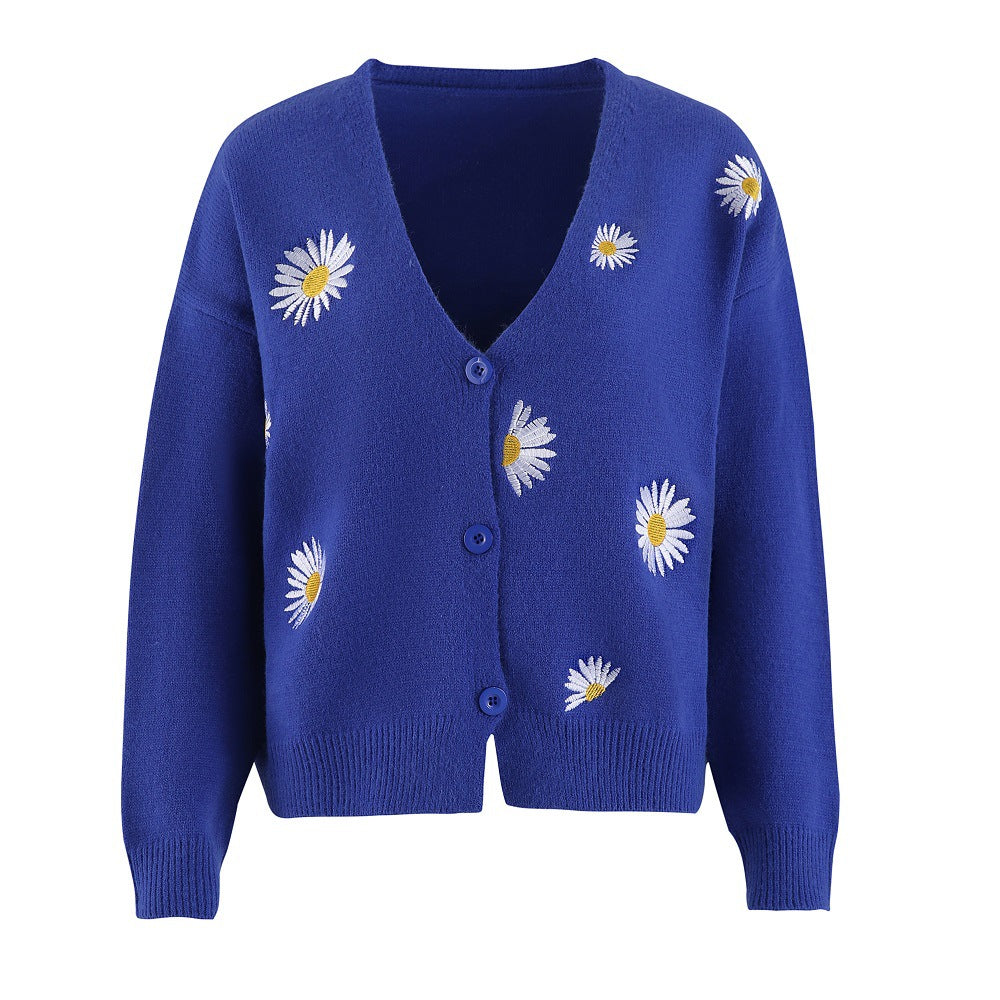 Women's knitted jacket with floral pattern and classic cut Lune London