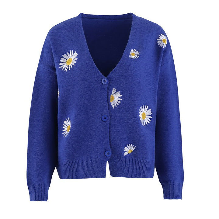 Women's knitted jacket with floral pattern and classic cut Lune London