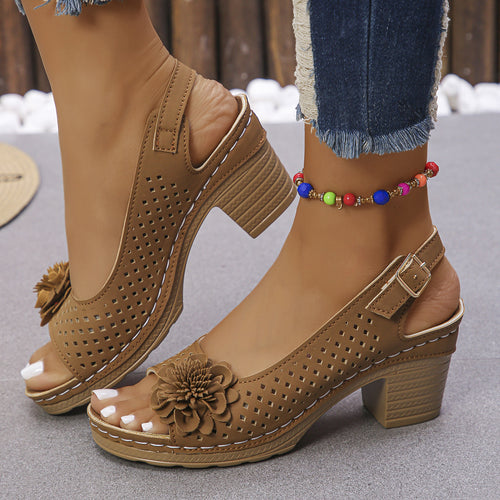 Comfort sandals for women with breathable inserts and delicate flower application Amarae