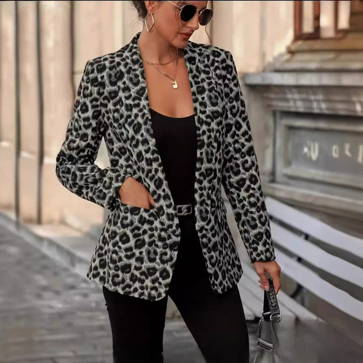 Women's Stylish Blazer In Leopard Design with Slim Fit Lune London