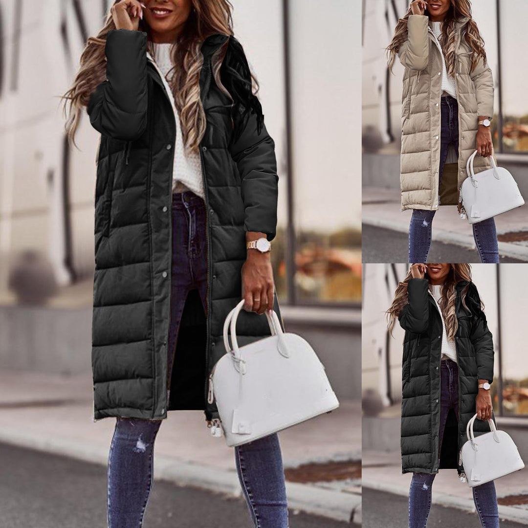 Ladies Long Long Down Jacket with High Collar and Practical Chic Pockets