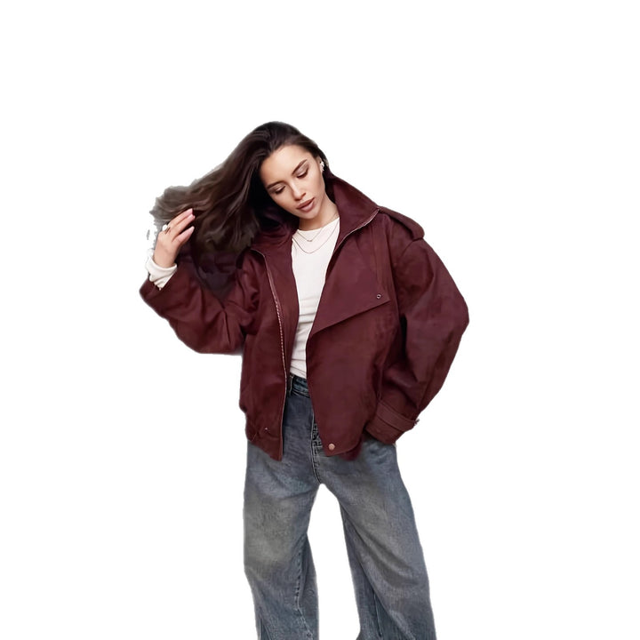 Ladies quilted jacket with high collar and side pockets Lune London