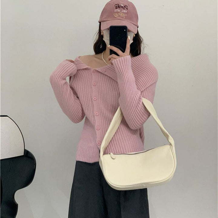 Cardigan pour femmes avec col élégant et détails de boutons Chic & Stil