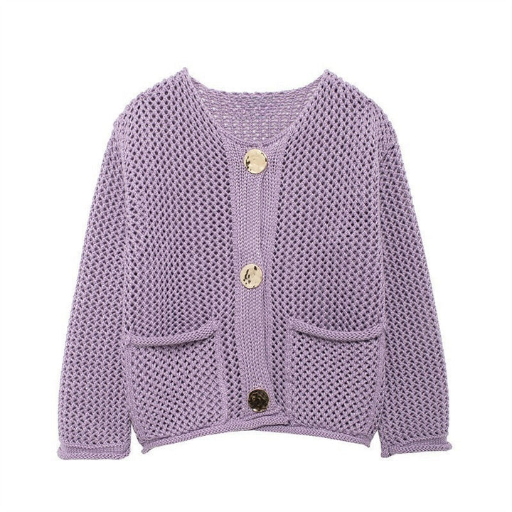 Women's knit jacket with open mesh structure and comfortable pockets Lune London