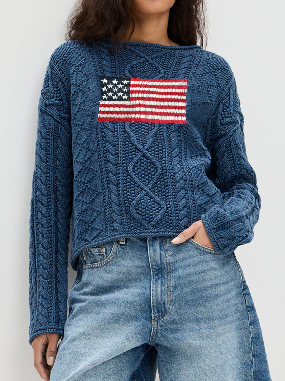 Knit sweater for women with American flag design Lune London