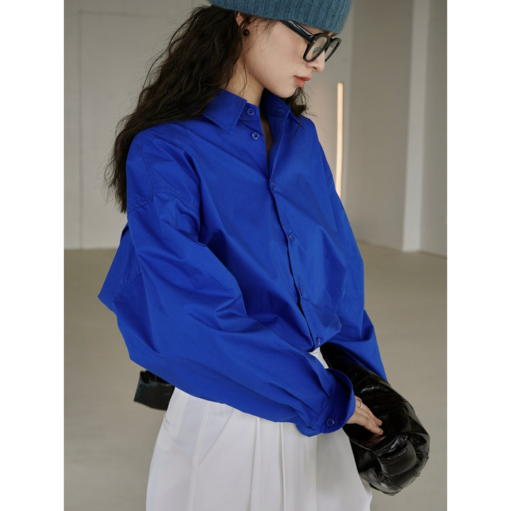 Women Extra Wide Cotton Poplin Shirt in Tunic Look with Extended Back Amarae