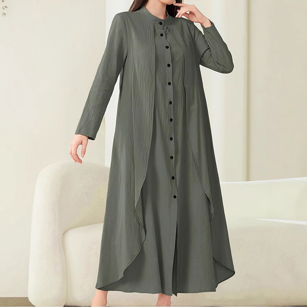 Midi dress for women with a fluid cut and button placket Lune London
