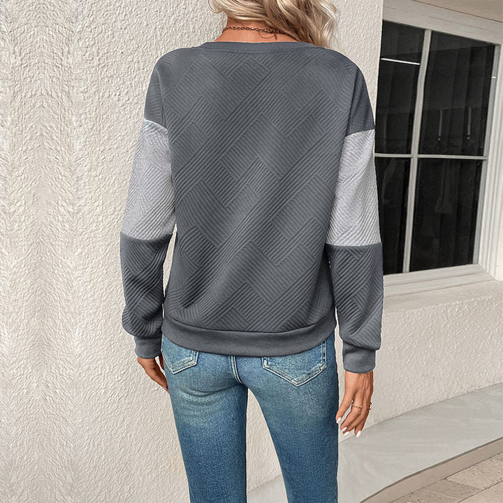 Sweat-shirt féminin à la mode avec design à rayures bloc et col rond Chic & Stil
