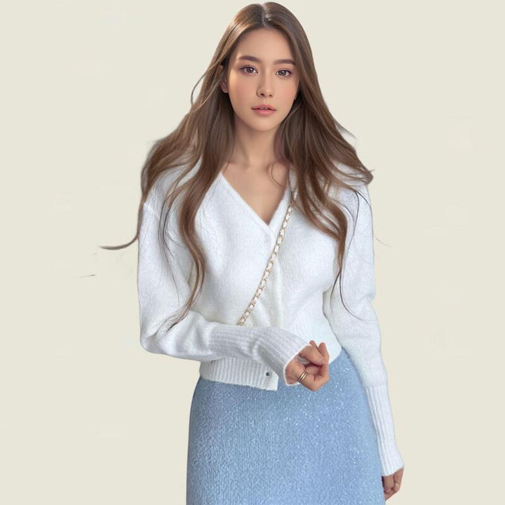 Women’s cardigan with V-neck and elastic edges Lune London