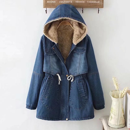 Ladies Urban Denim Parka with warm lining and hood Amarae