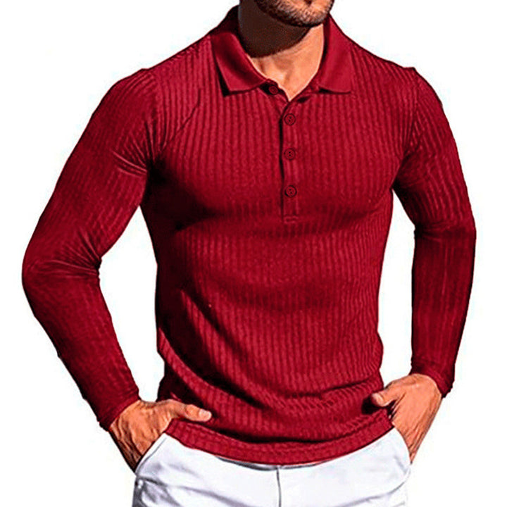 Amarae textured long-sleeve polo shirt for men