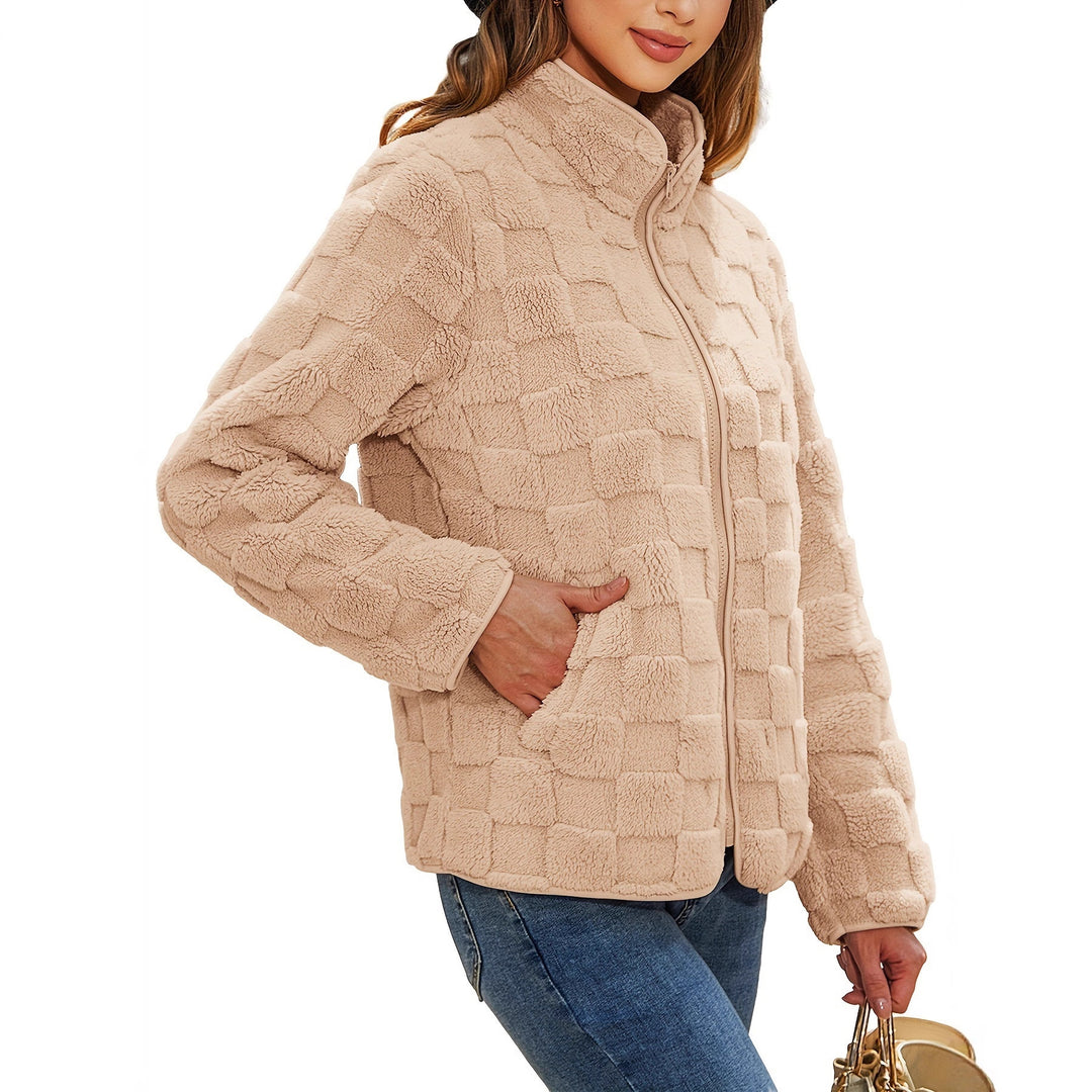 Women's fleece jacket with textured surface and high collar Lune London