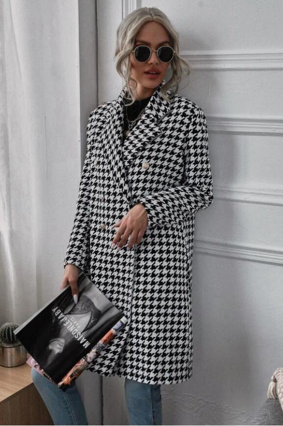 Ladies Elegant Checked Wool Jacket Amarae