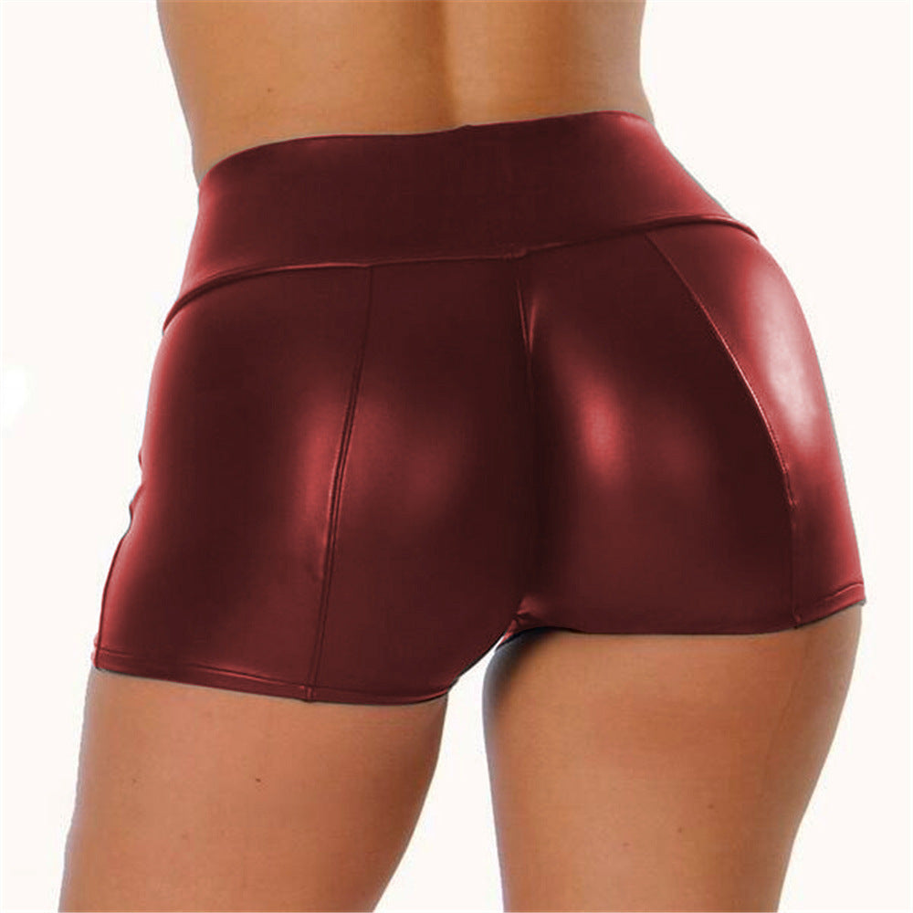 High-waisted shiny sports shorts for women chic and stylish
