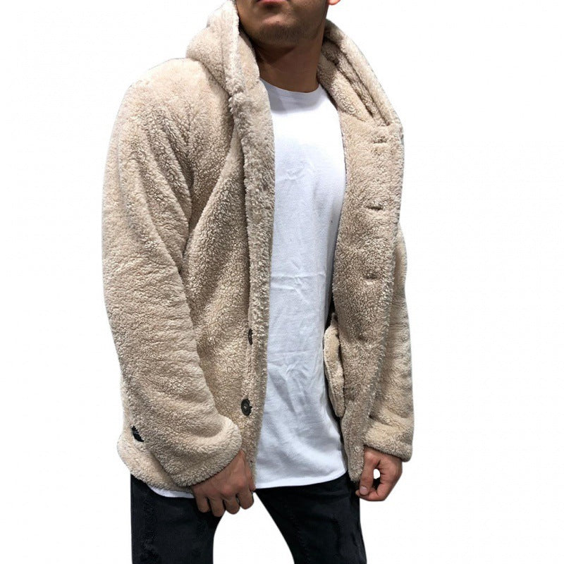 Men's oversized sherpa-style teddy jacket with button placket Amarae