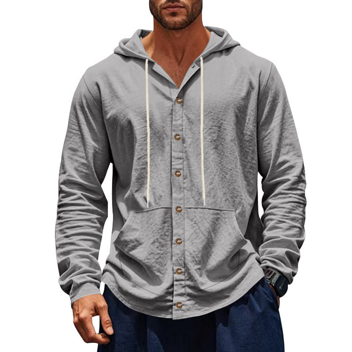 Men's hoodie with button placket and practical pockets Lune London