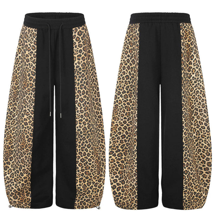 Women's Extra Wide Palazzo Jogpants with Leo Panels, Drawstring Waistband, and Adjustable Hem Amarae