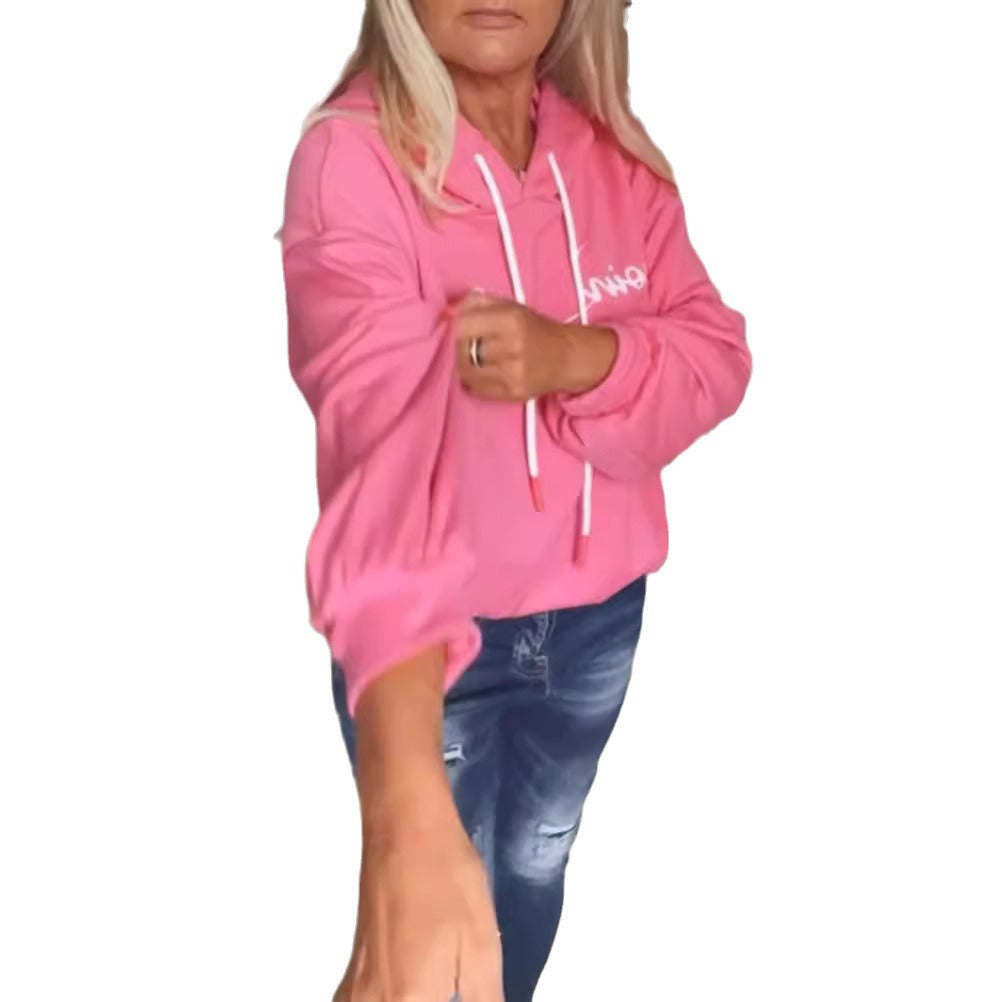 Hoodie décontracté pour femmes avec impression de lettrage moderne et poches pratiques Chic & Stil