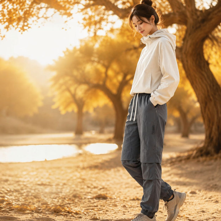 Men's Lightweight Technical Cargo Trekking Pants with Drawstring Waist, Zipper Pockets, and Elastic Hem Amarae