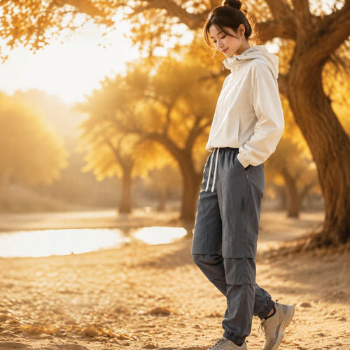 Men's Lightweight Technical Cargo Trekking Pants with Drawstring Waist, Zipper Pockets, and Elastic Hem Amarae
