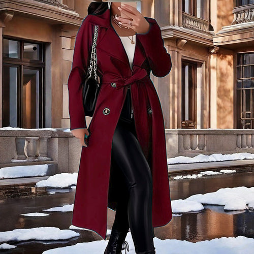 Ladies Elegant Trench Coat with Belt at the Waist and Double-Breasted Details Amarae