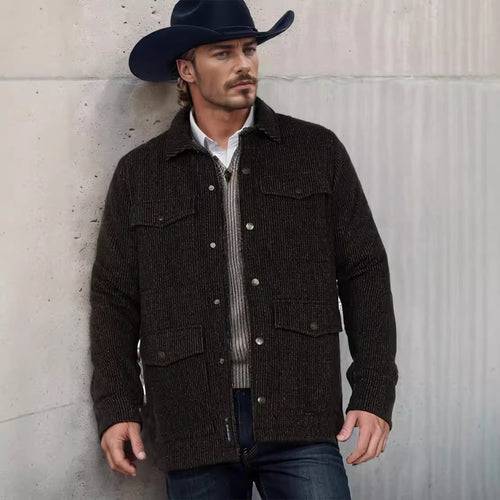 Casual men's jacket for the season with a structured cotton blend and practical pockets Amarae