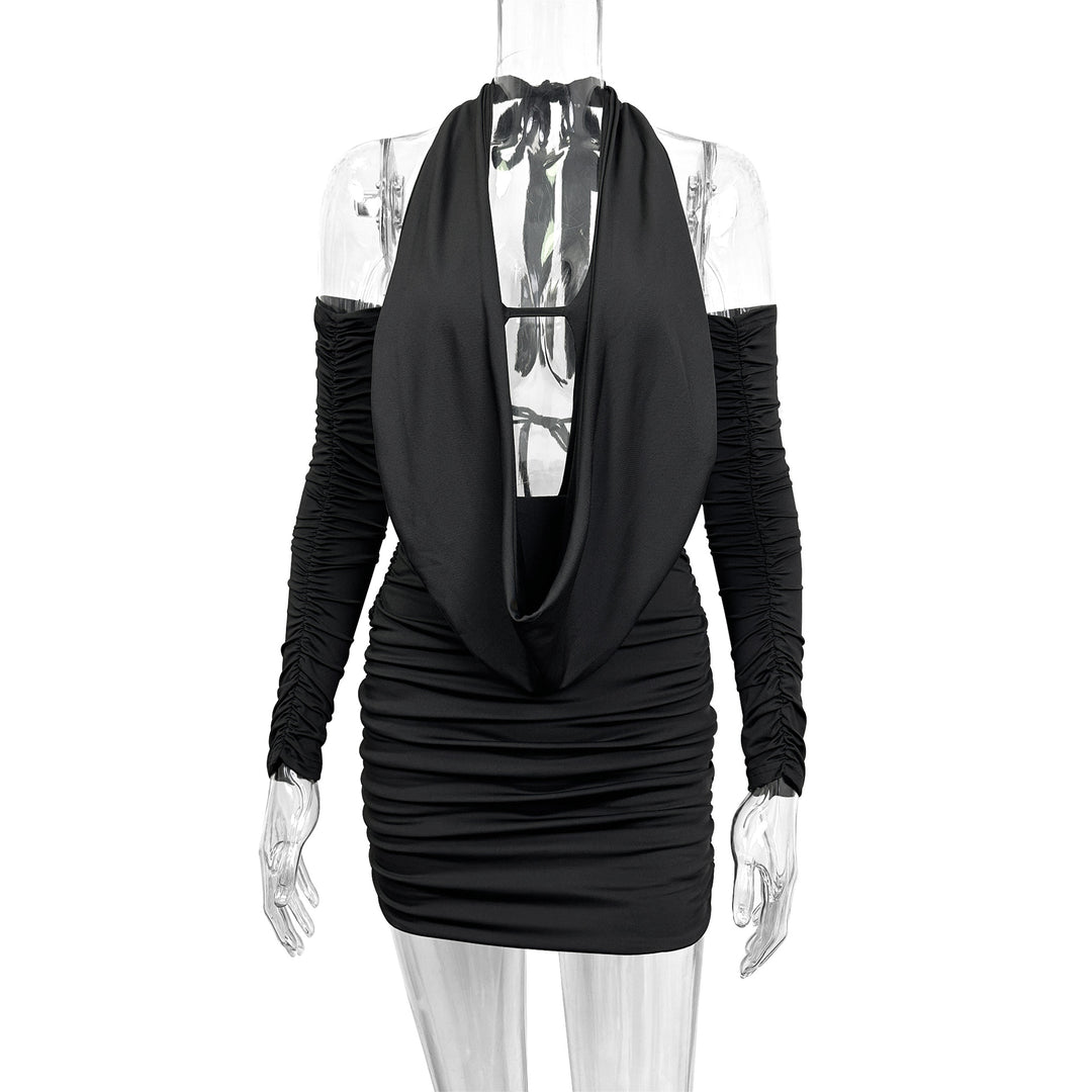 Women's Mini Dress with Deep V-Neck and Side Gatherings Lune London