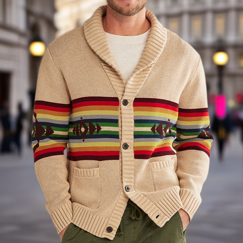 Men's knitted jacket with colorful patterns and a comfortable shawl collar Amarae