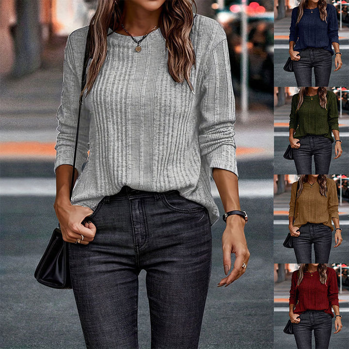 Structured casual long sleeve t-shirt for women with round neck Lune London