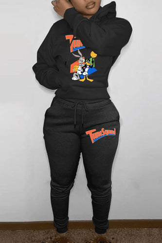 Women's hoodie and jogger pant set with energetic cartoon pattern Amarae