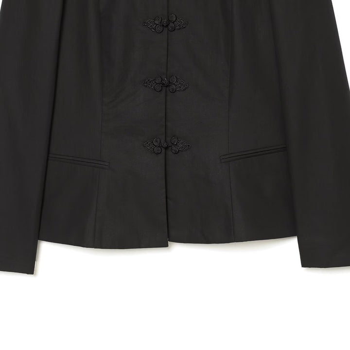 Women’s short jacket in Mandarin style with traditional cord buttons and narrow silhouette Amarae