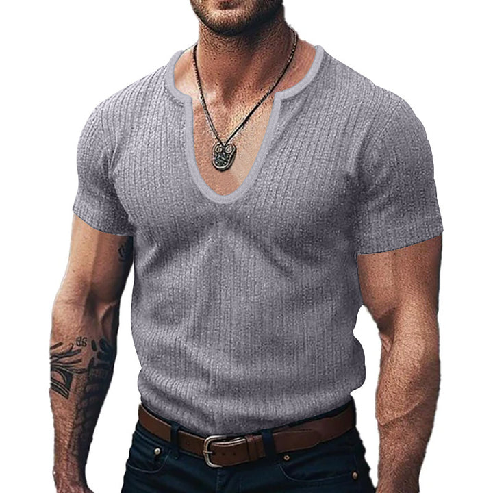 Men's V-neck ribbed T-shirt Lune London