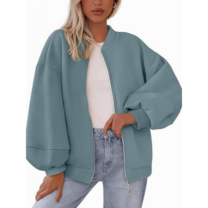 Lune London oversized casual jacket for women with zipper and balloon sleeves