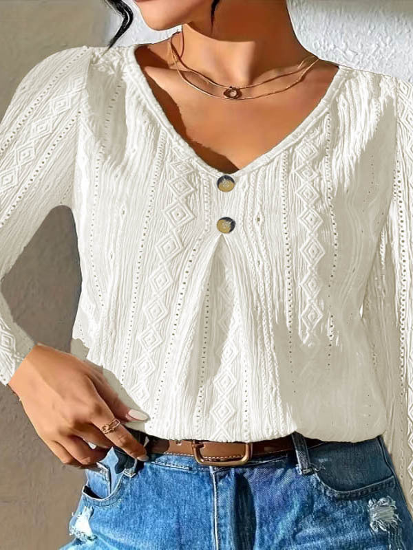 Long sleeve t-shirt for women with a structured design and trendy button details Lune London