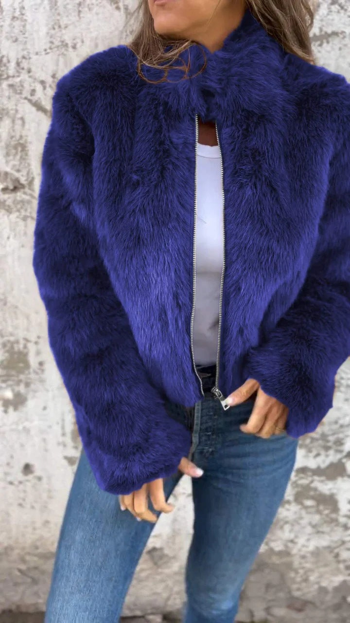 Women's Cozy Fleece Jacket with High Collar Chic & Stil