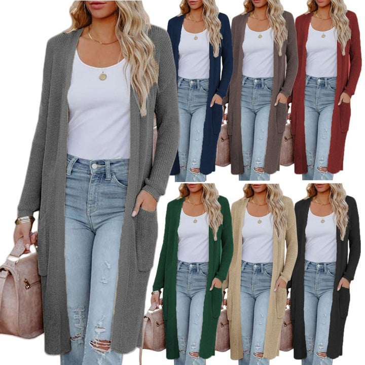 Ladies knit cardigan with front opening and deep pockets Lune London