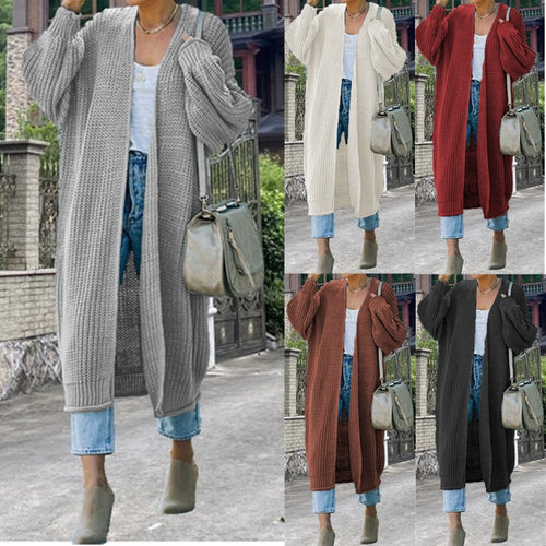 Long knit coat for women with open front and relaxed fit Amarae