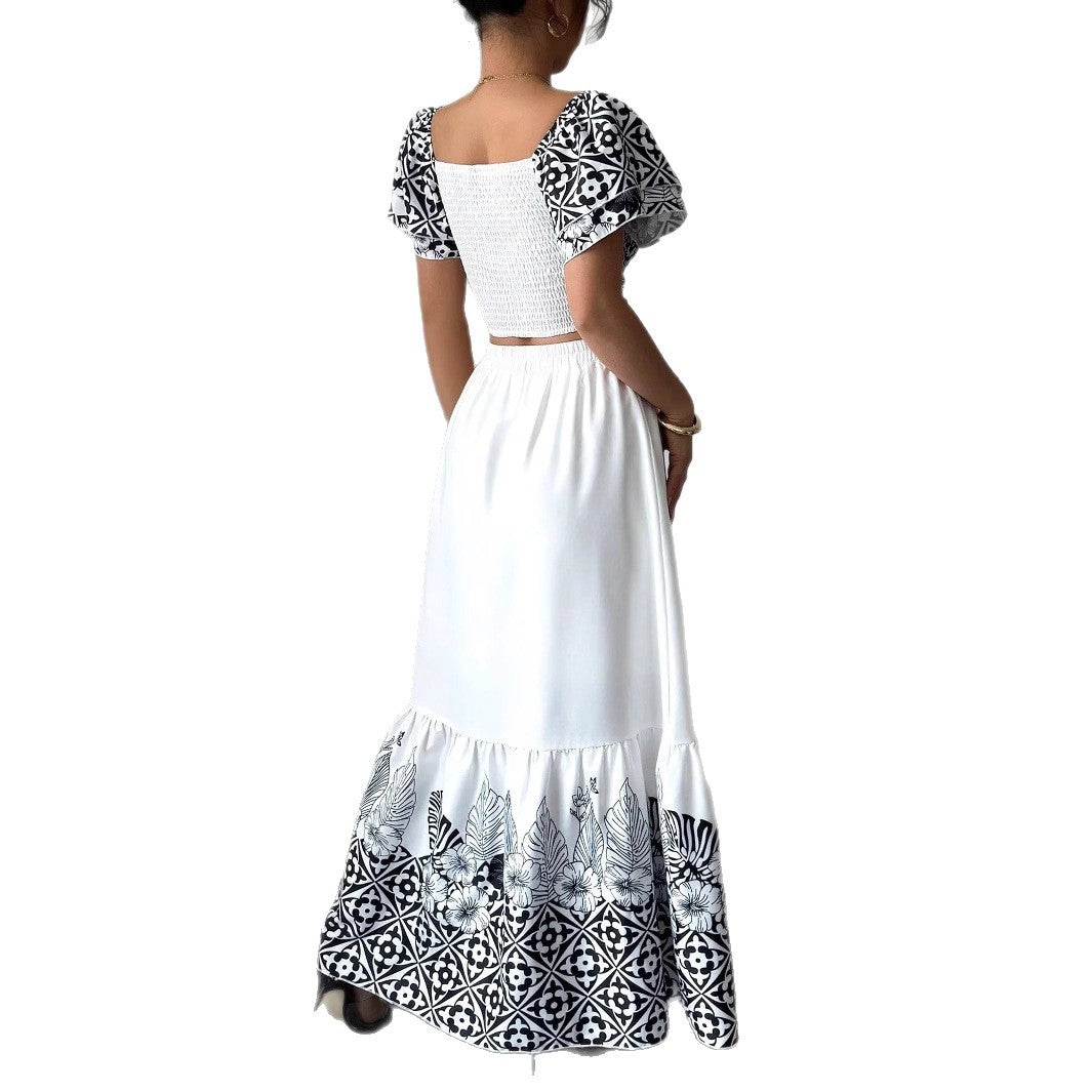 Boho print crop top and maxi skirt set Lune London for women