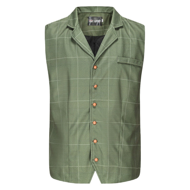 High quality linen gilet for men with individual wooden buttons Lune London