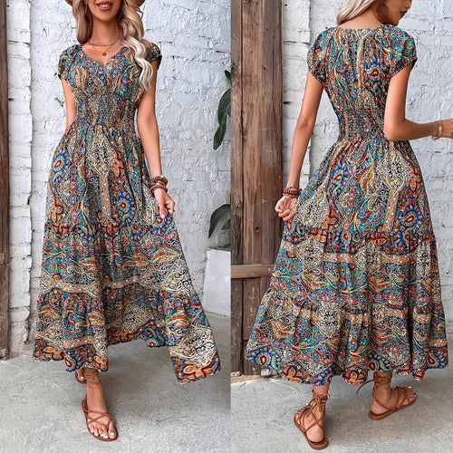 Boho Chic printed paisley maxi dress