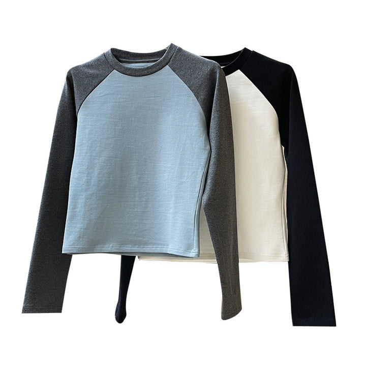 Women's Contrast Raglan Long Sleeve Shirt made of Cotton Jersey, Tailored Fit Amarae