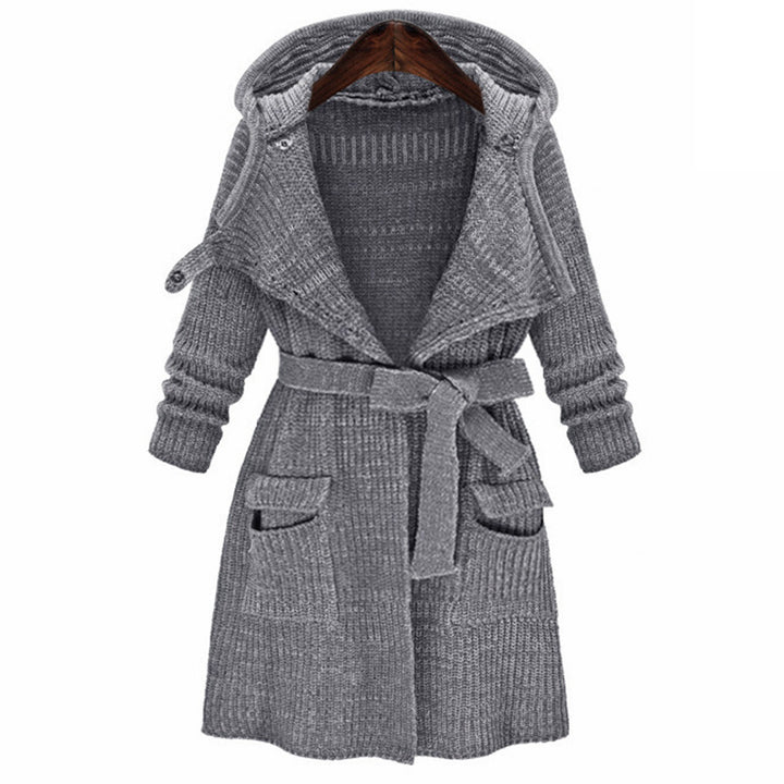 Women’s knitted coat with belt and hood Lune London
