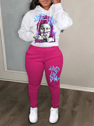 Women’s hoodie and jogger pants set with creative graphic print Amarae