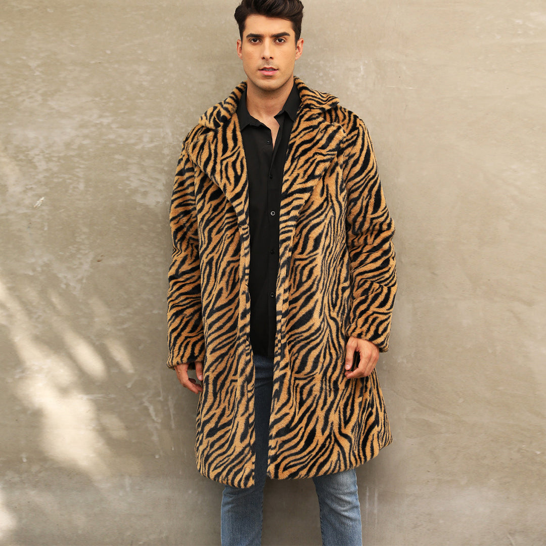 Men's faux fur coat with elegant zebra design Lune London