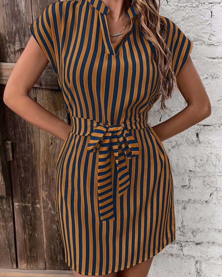 Shirt dress for ladies with an elegant striped pattern and a belt at the waist Lune London