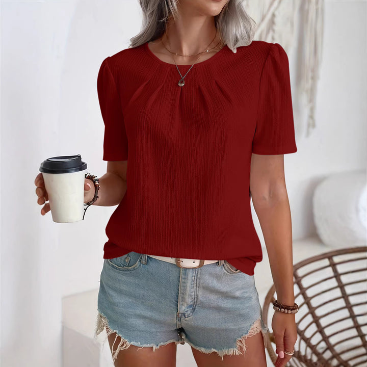 Women's Fashion Top with Textured Design and Puff Sleeves Lune London