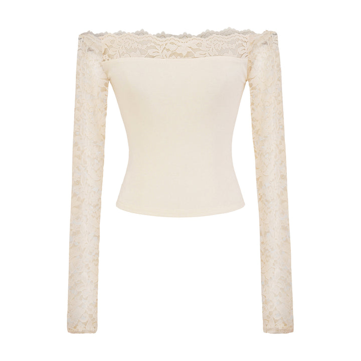 Ladies Carmen top with lace sleeves and off-the-shoulder cut Amarae