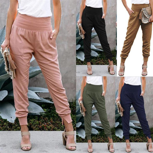 Sport leisure pants for women with elastic waist and pockets Amarae
